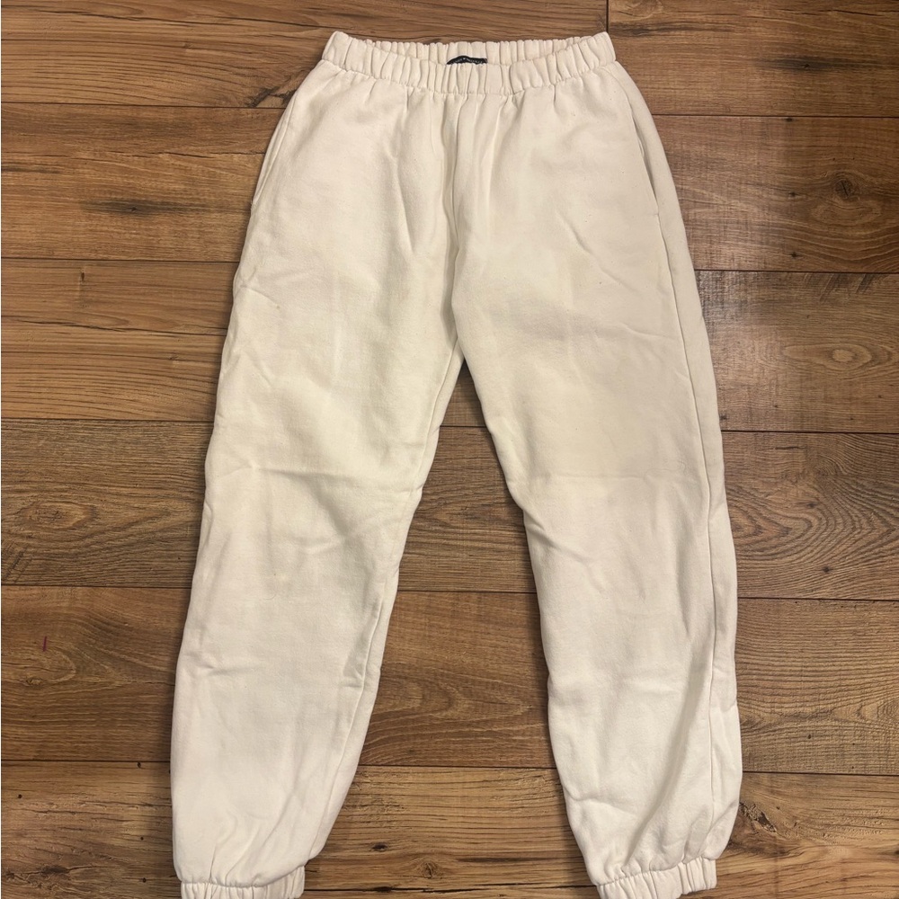 Brandy Melville Cream Fleece Sweatpants